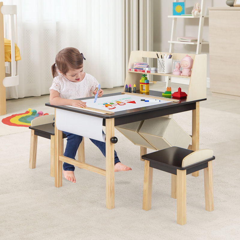 Kids 3 Piece Rectangular Arts And Crafts Table and Chair Set